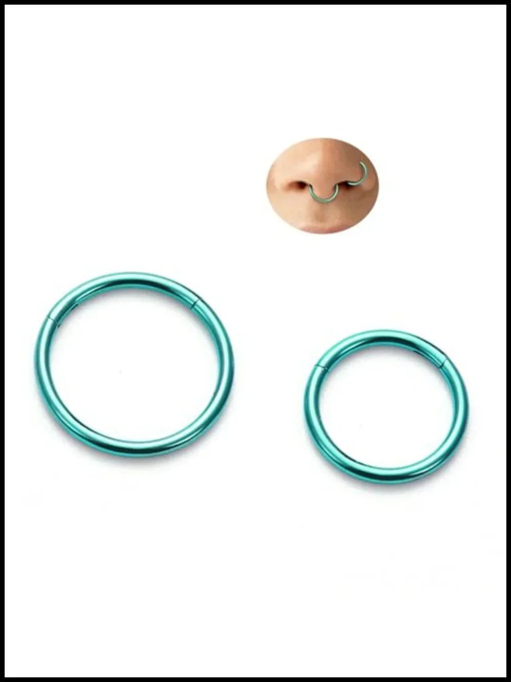 Set of 2 Anodized Titanium Nose Hoop Rings, 18G, Hinged Segment Ring for Nose,